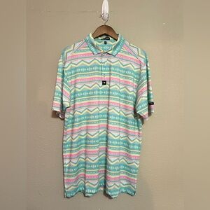 Bad Birdie Aztec Geometric Golf Polo Shirt Men’s Size 2XL